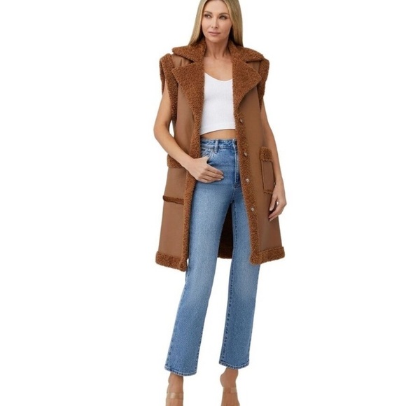 NWT Blank NYC Touch And Go Vest Brown Vegan Leather Size Medium - Picture 5 of 10